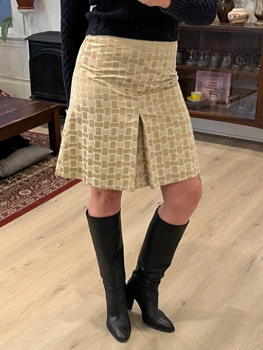 Black leather heeled boots